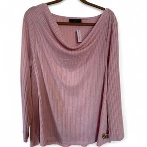 NWT Lagenlook Soft Pink Cowl Neck Long Sleeve Blouse Plus 18/20 XXL Coquette